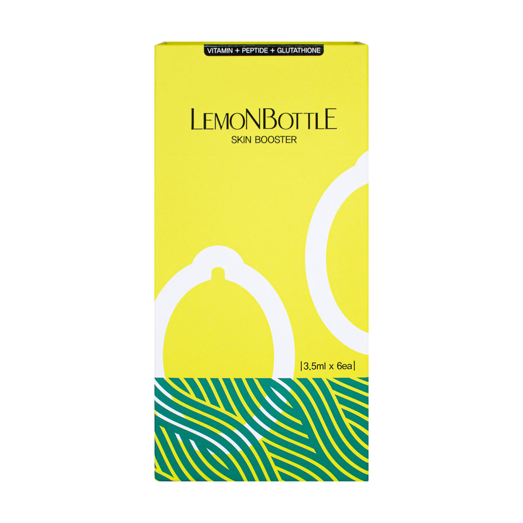 Yellow box of LemonBottle Skin Booster with white and green design on a white background